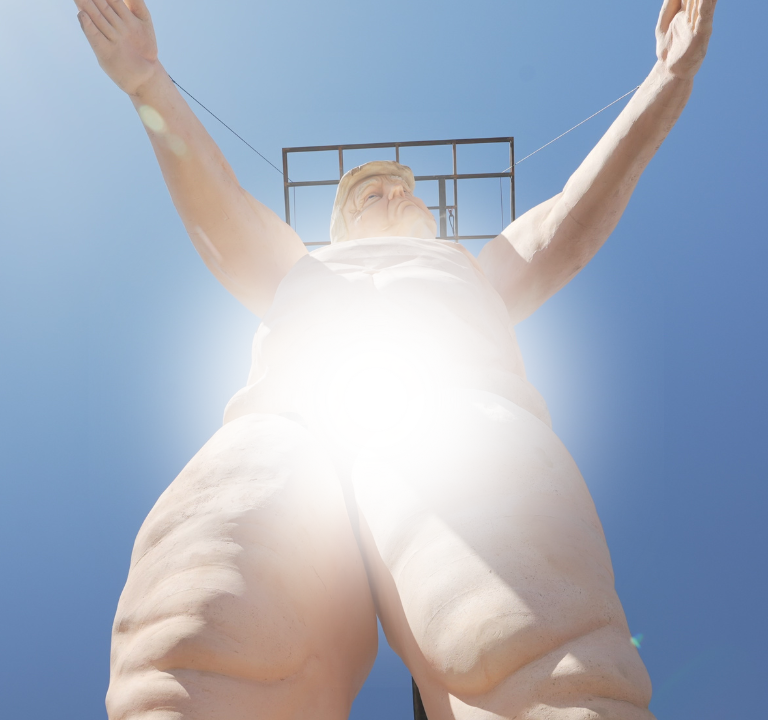 Trump Towering, Literally! 43-Foot Nude Marionette of The Donald Debuts in Sin City